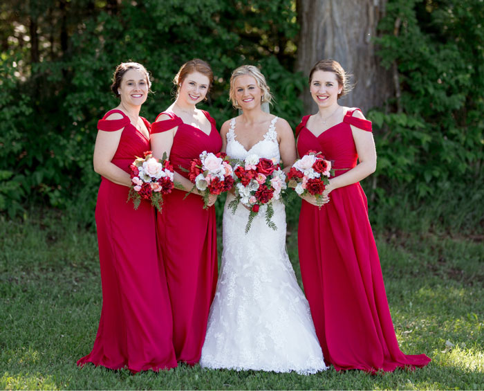 robe demoiselle d'honneur rouge paule dnud