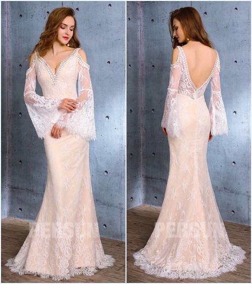 robe de mariée sirène dentelle dos nu 2019