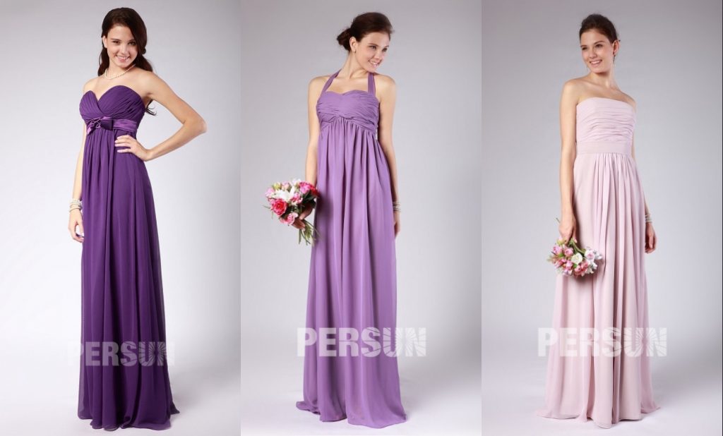 robe demoiselle d'honneur violette longue