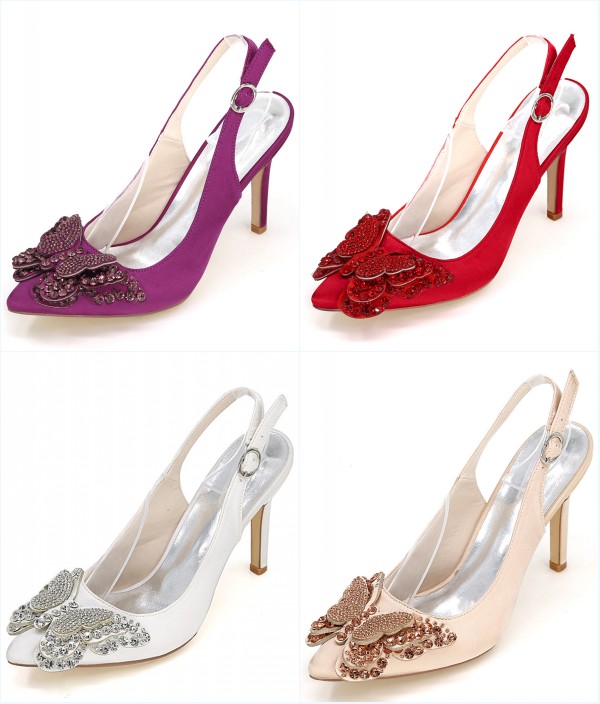 Slingback pas cher pour mariage avec papillon en strass