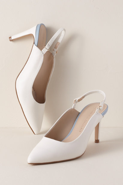 slingback blanc simple à talon