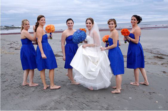 robe demoiselle d'honneur bleu roi courte pour mariage plage