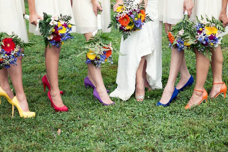 chaussure demoiselle d'honneur colorée à talon haut