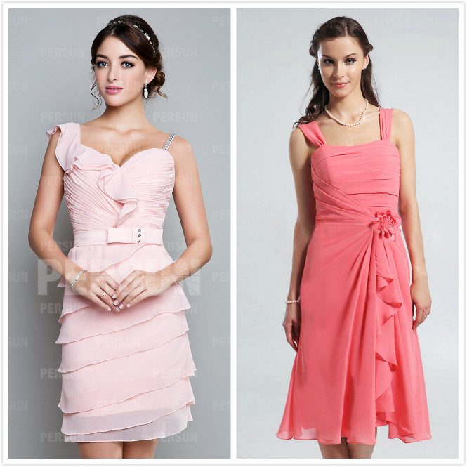 robe cocktail courte rose pastel corail