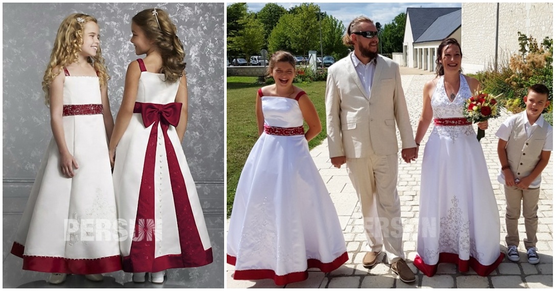 robe cortège enfant princesse bicolore en satin 