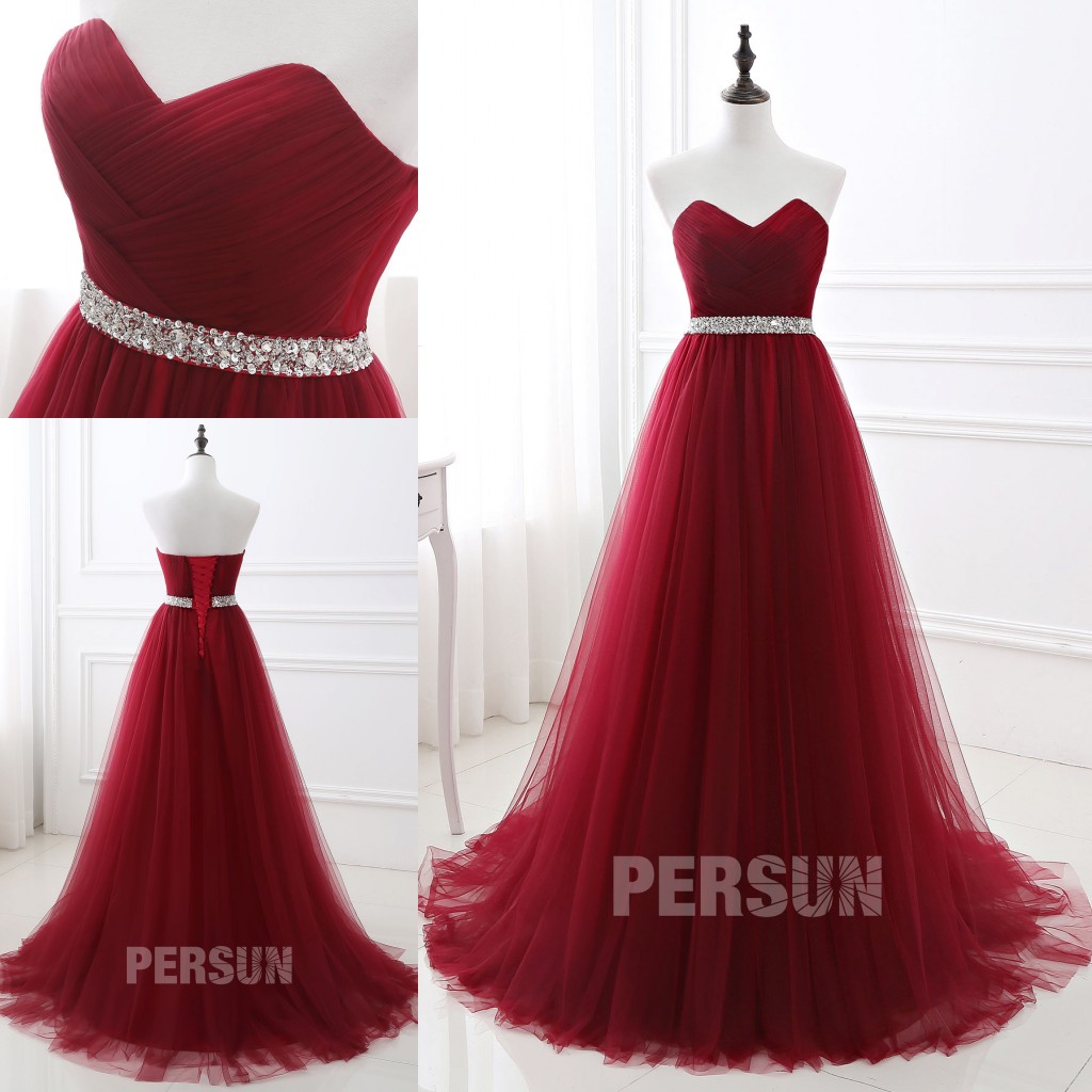 robe soirée Sylvestre bordeaux tulle bustier coeur pas cher